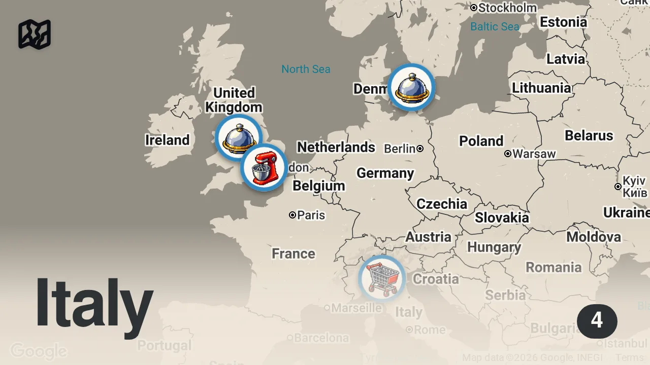 Map of 4 spots from FROM EUROPE WITH LOVE: THE EXTENDED CUT