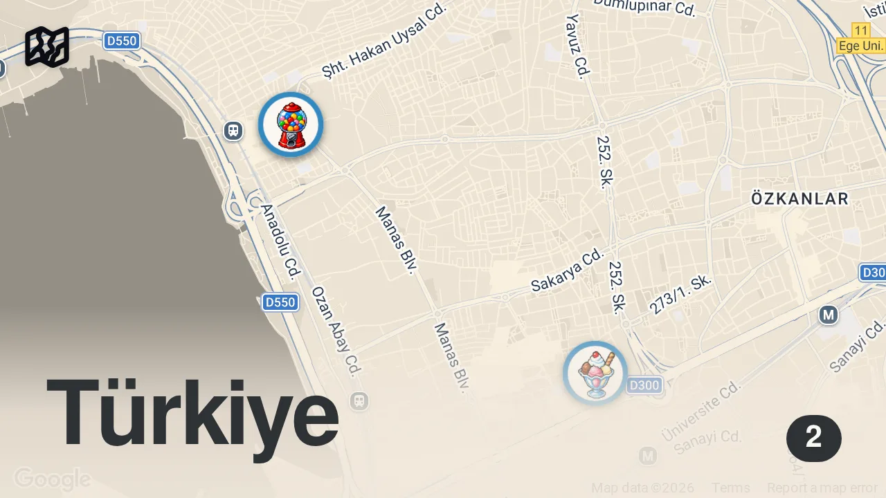 Map of 2 spots from Bayraklı’da diyet bozduracak o tatlıcı- reklam