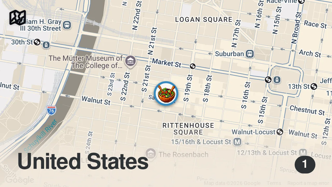Map of 1 spot from Excellent ice cream in Philly.