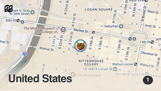 Map of Excellent ice cream in Philly.