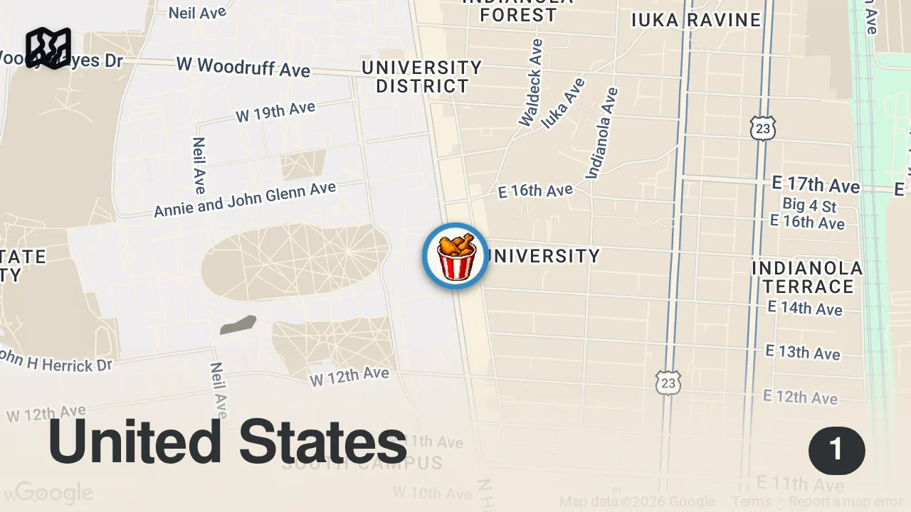 Map of 1 spot from Dave's Hot Chicken at home ๐