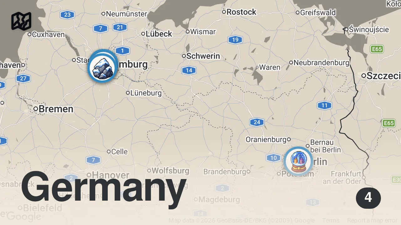 Map of 4 spots from 10 MUST EAT Dishes in Germany! | ULTIMATE German Food Tour