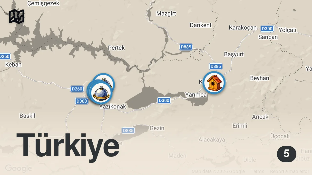 Map of 5 spots from ELAZIĞ’DA NE YENİR? 😊🥩