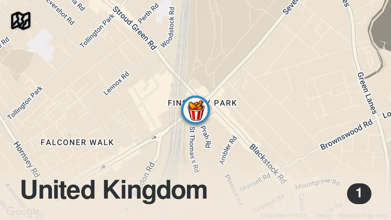 Map of 1 spot from $2 vs $200 Fried Chicken
