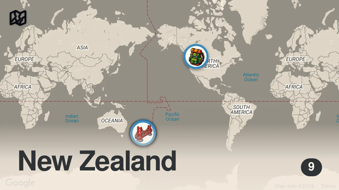 Map of 9 spots from You Can’t Beat a classic KIWI Roadie! | Auckland to New Plymouth