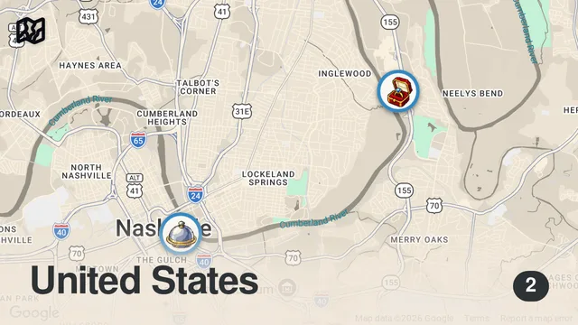 Map of Eating at NEWEST Celebrity Restaurant in Nashville!