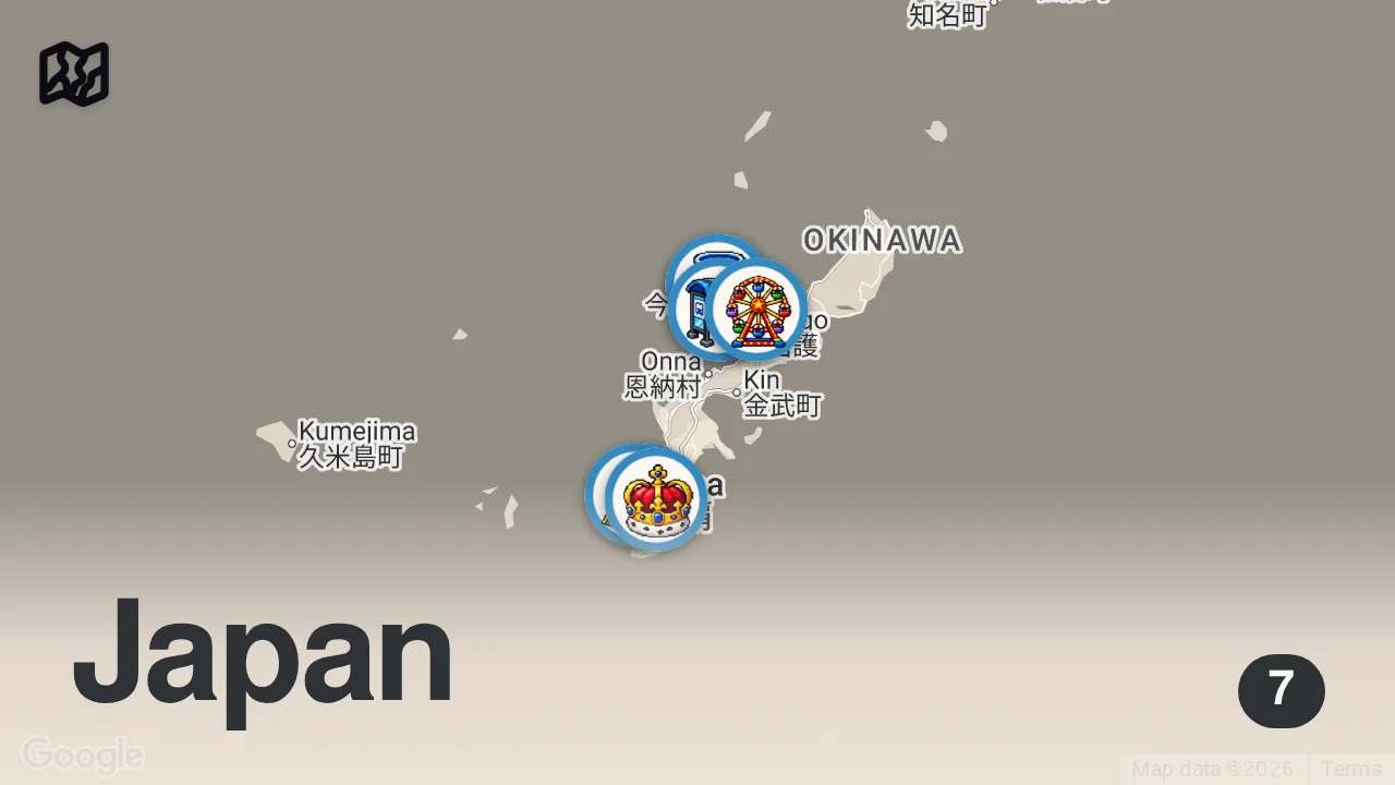 Map of 7 spots from Complete Okinawa Travel Guide for First-Time Visitors 🏝️
