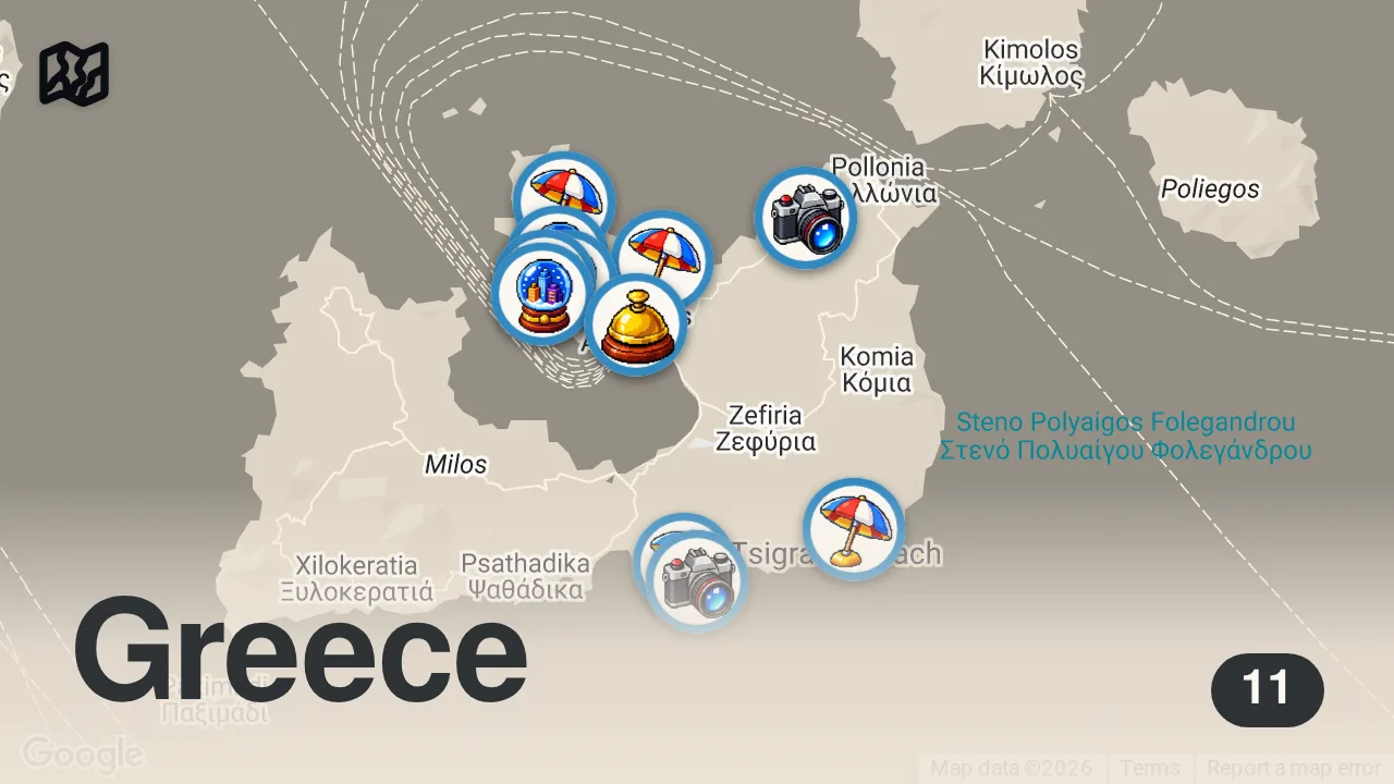 Map of 11 spots from MILOS, GREECE | 10 BEST Things To Do In Beautiful Milos!