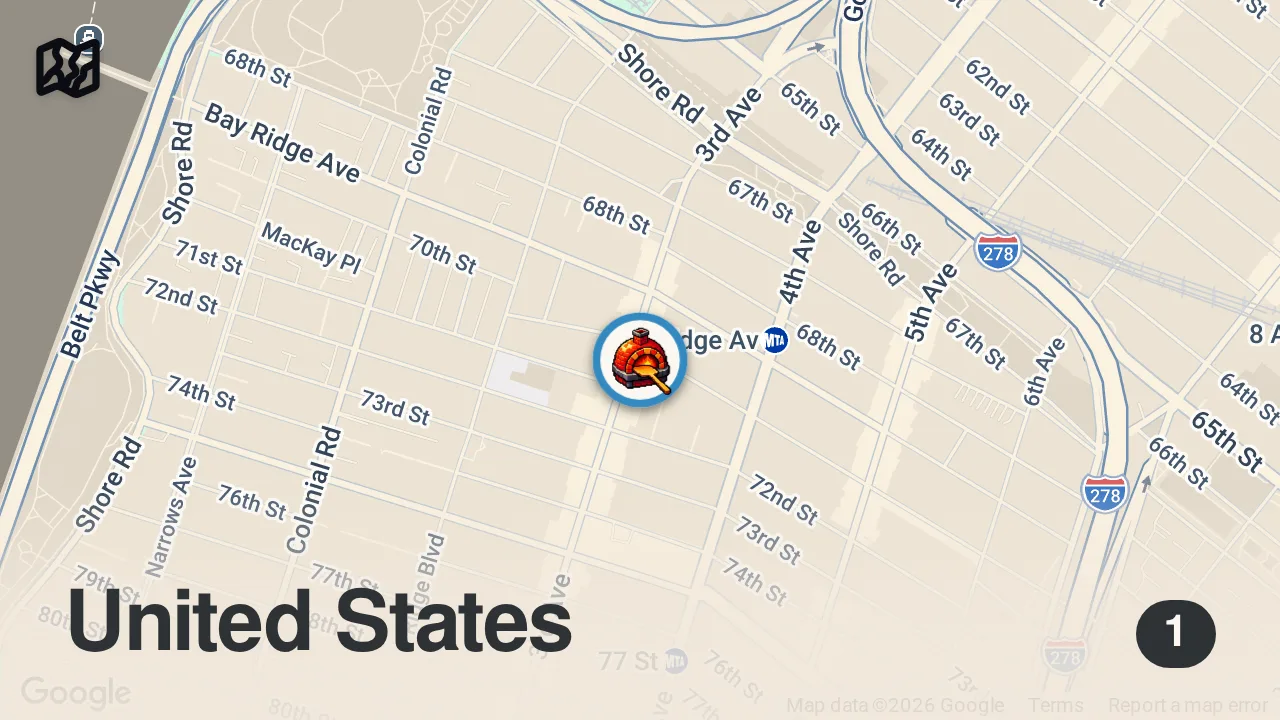 Map of 1 spot from Radioman Visits One of NYC's Oldest Pizzerias