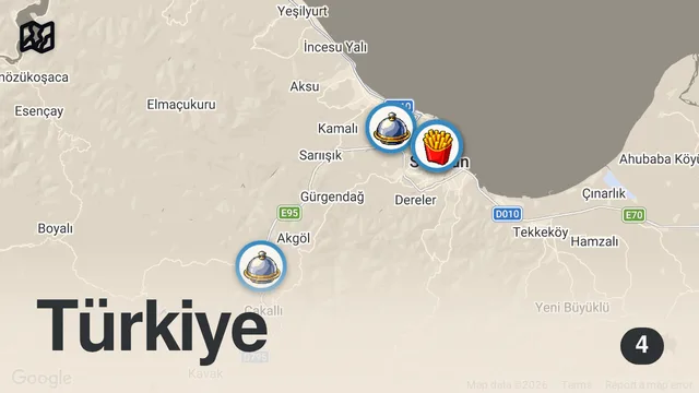 Map of Samsun’da 1 Günde Ne Yenir? #işbirliği