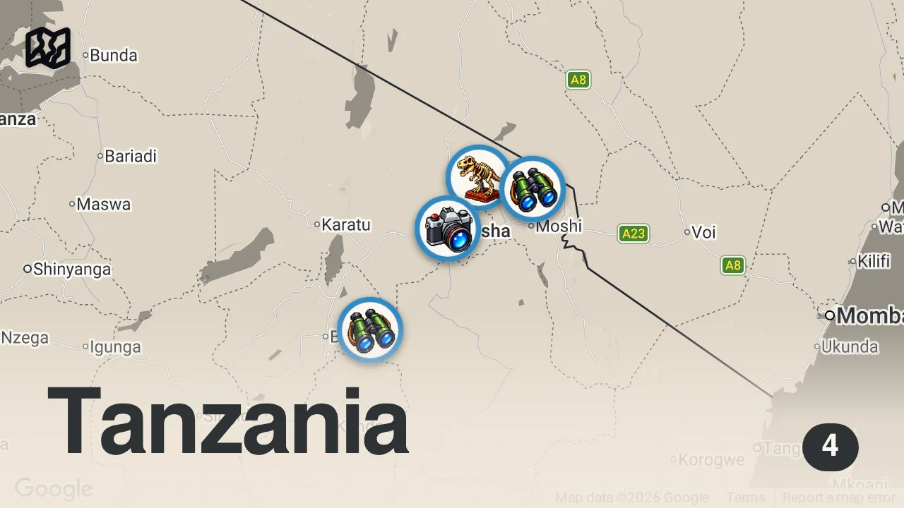 Map of 4 spots from Great Africa Safari in Tanzania | Tarangire National Park