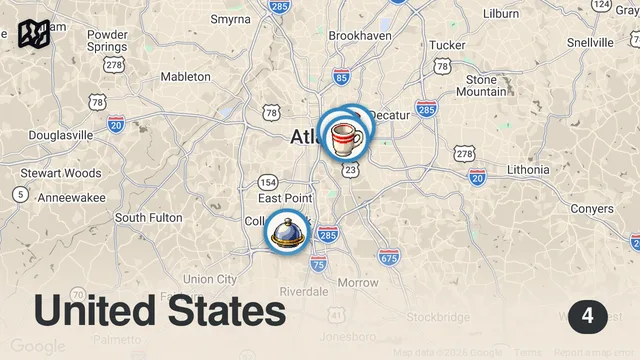Map of 24 Hours Eating Atlanta’s GREATEST Food!