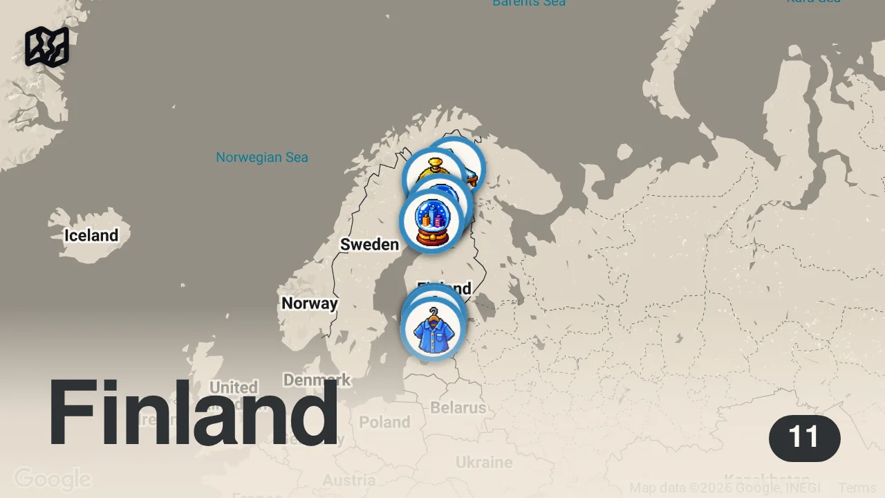Map of 11 spots from What to Know BEFORE Visiting FINLAND - Clothes, Booking Igloos, Transport, Costs