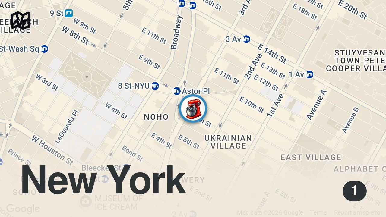 Map of 1 spot from BEST NEW BAKERY IN NYC? 📍 Hani’s bakery + café (East Village, Manhattan)