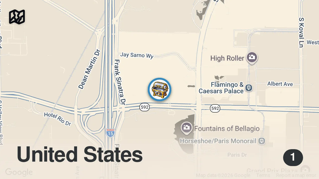 Map of 1 spot from 3 Levels of Buffets