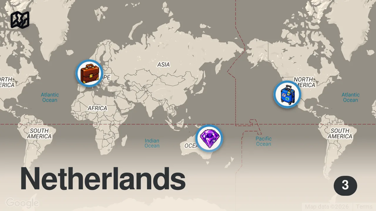 Map of 3 spots from How Much Does it Really Cost to Travel the World? | Budget RTW Trip Guide