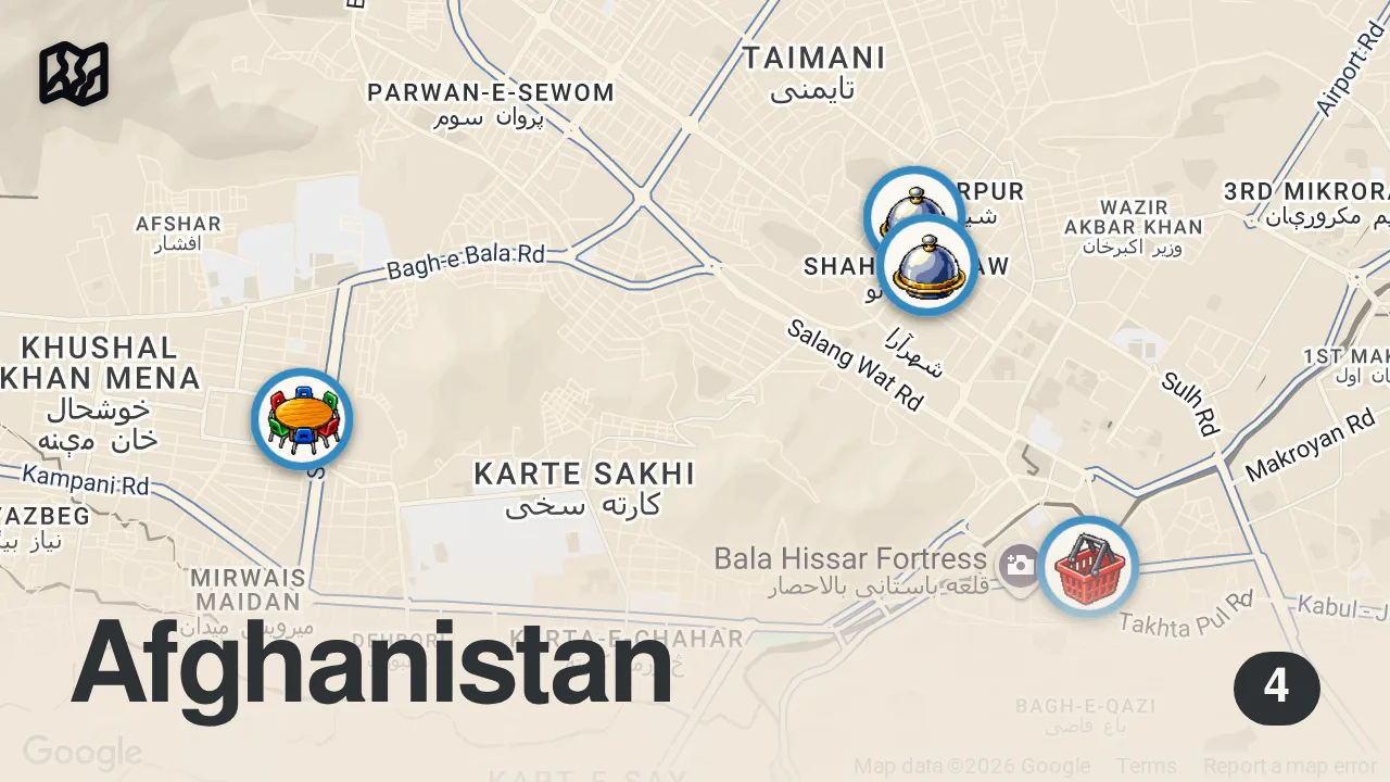 Map of 4 spots from Afghanistan is DANGEROUS for Food Lovers!! 🇦🇫 (Kabul's Best Street Food)