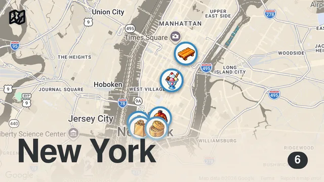 Map of 12HRS in New York City - A Michelin Chef Shows Us Where He Eats ft. Ceres, Double Chicken Pls, Lysee