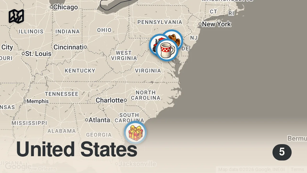 Map of 5 spots from How Live Fire Fuels D.C.'s Hottest Tasting Menu — Mise En Place