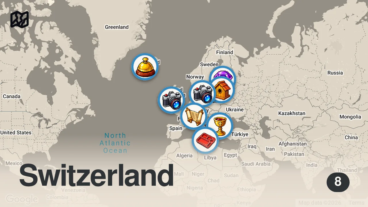 Map of 8 spots from 10 Most Underrated Capitals in Europe - Travel Video