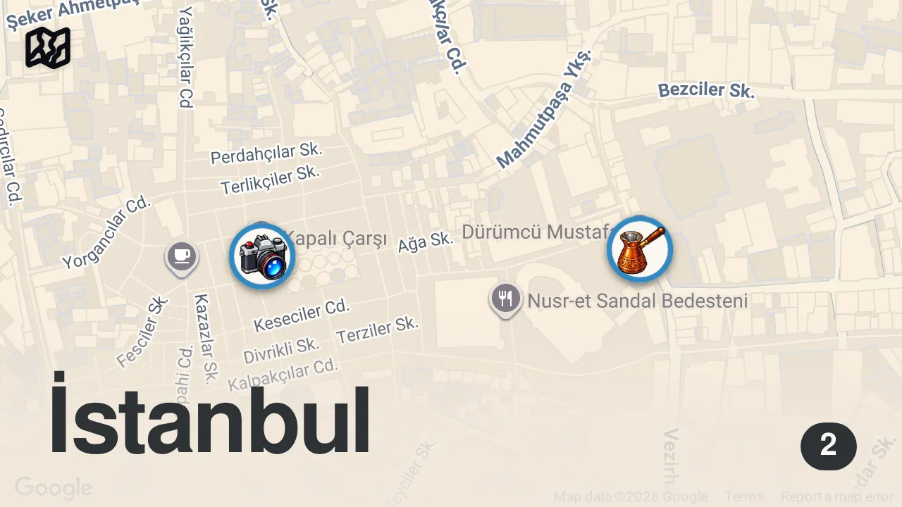 Map of 2 spots from Fastest Kebabs in Istanbul! #streetfood