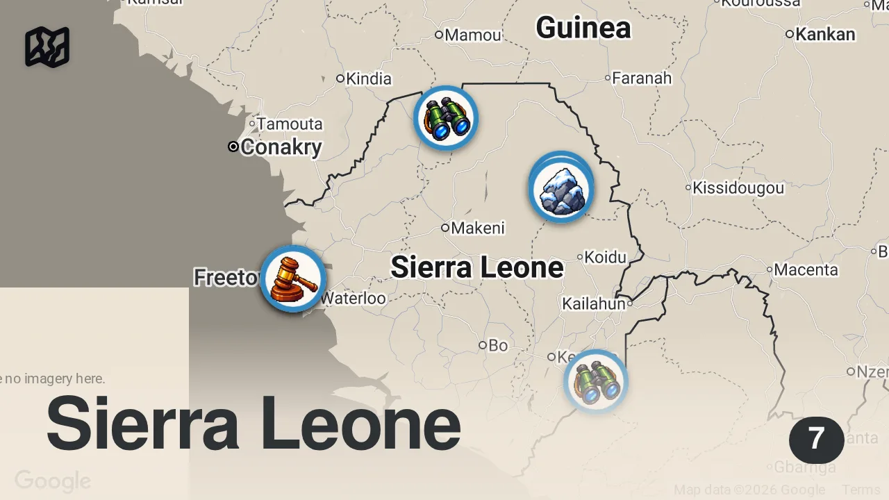 Map of 7 spots from Traveling To The Poorest Country In West Africa That Was Founded By Former Slaves - Freetown 🇸🇱