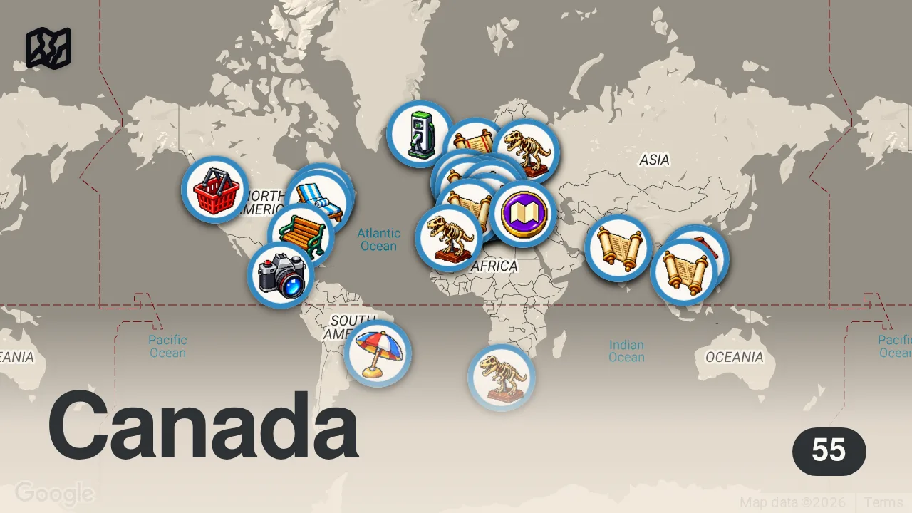 Map of 55 spots from 50 Most Beautiful Cities in the World - Travel Video