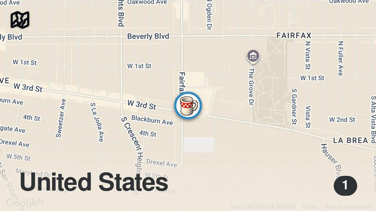 Map of 1 spot from Peach Cobbler Chicken & Waffles with my Mom @KitchenGoddess68