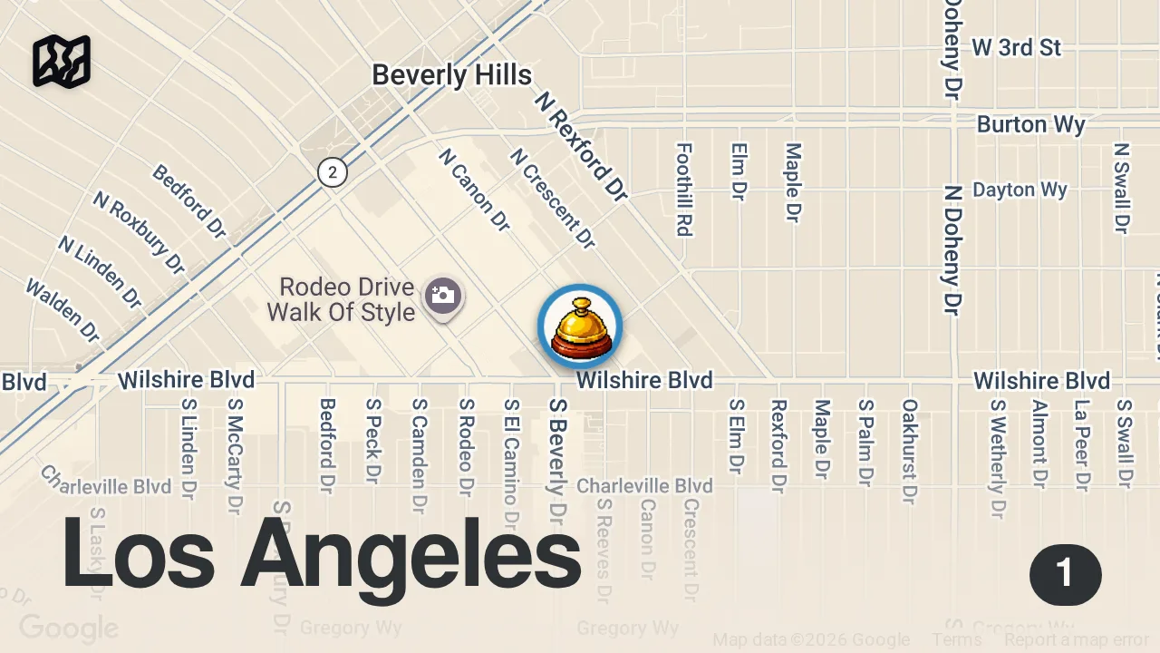 Map of 1 spot from Visiting the Most Expensive Hotel in LA