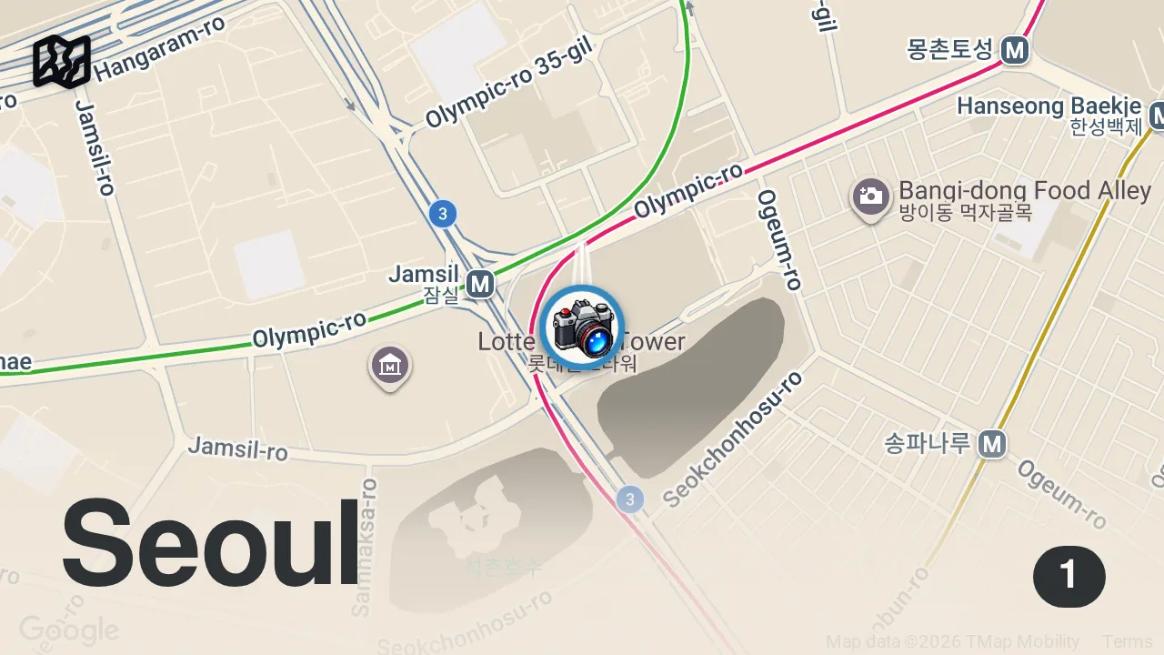 Map of 1 spot from Everything I ate at Lotte World in Seoul! 🇰🇷