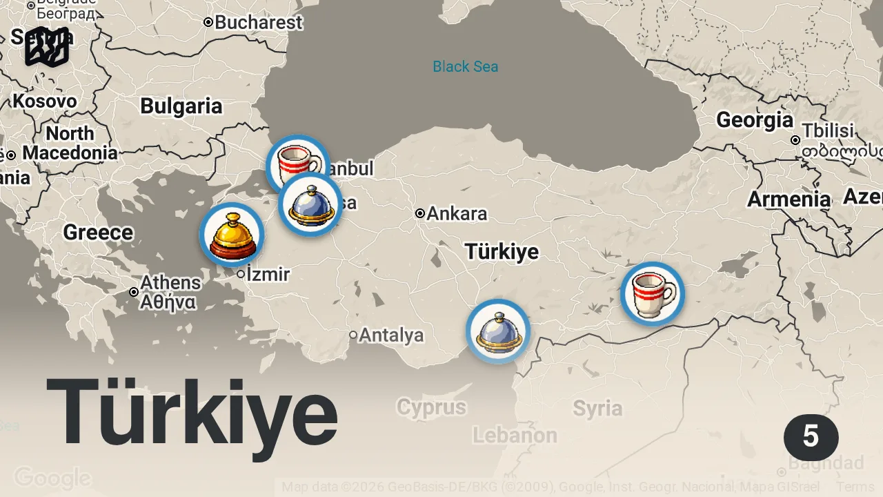 Map of 5 spots from EN SEVDİĞİMİZ KAHVALTICILAR - TOP 5️⃣ - Ayaküstü Lezzetler