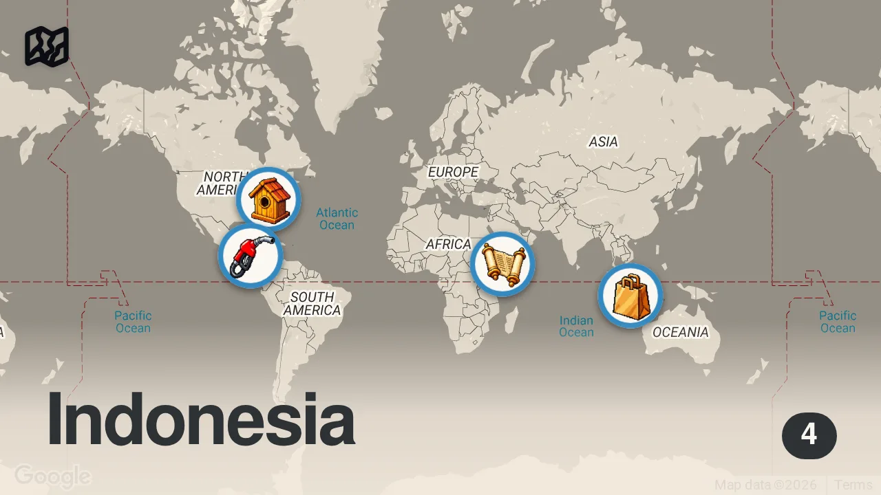 Map of 4 spots from Top 5 Most Bizarre RAW Meals | Bizarre Foods with Andrew Zimmern | Travel Channel