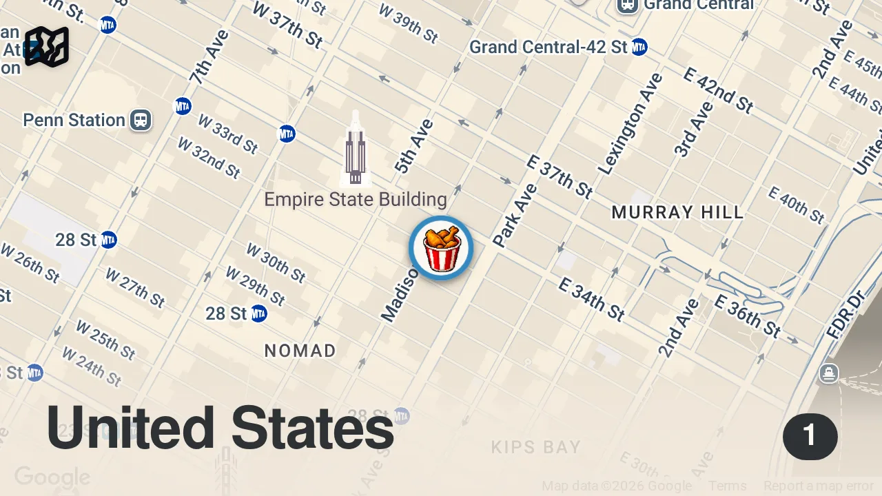 Map of 1 spot from Inside the MOST POPULAR HOT CHICKEN RESTAURANT in New Jersey and NYC! | Who's Hungry? | DEVOUR POWER