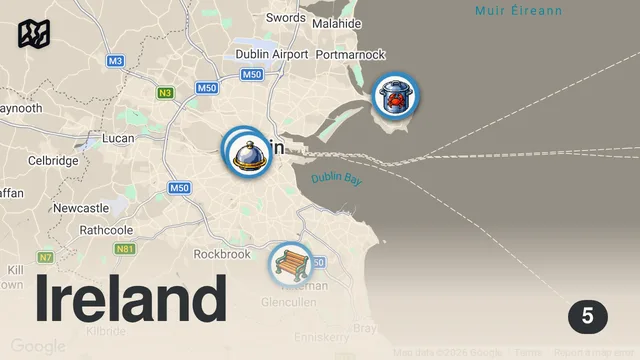 Map of Dublin, Ireland Food and Drink Crawl! Famous Fish n' Chips, Jameson, Howth! DEVOUR POWER