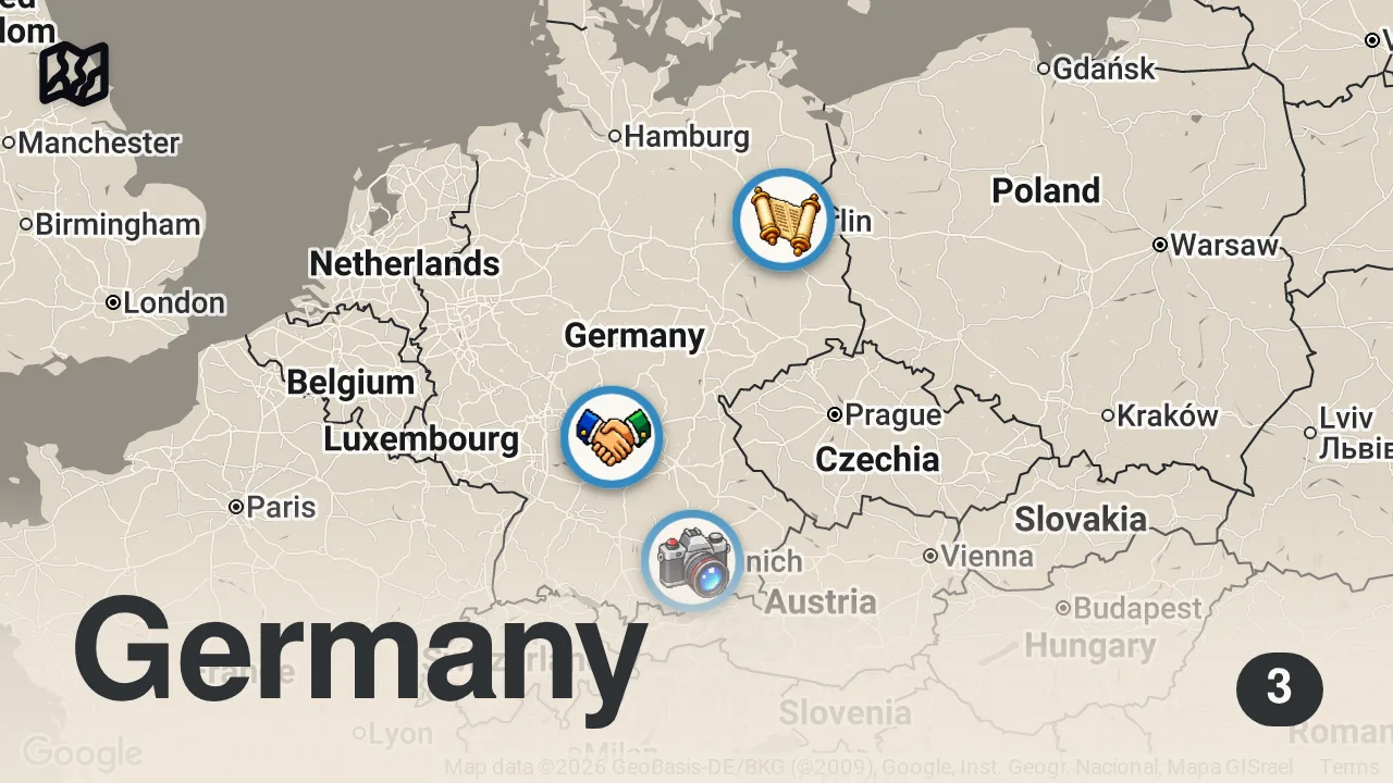 Map of 3 spots from Präsident des Zentralrates: Juden besorgt, sich in Deutschland offen erkennbar zu zeigen