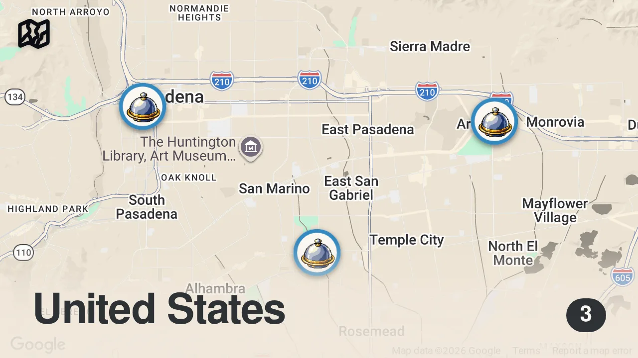 Map of 3 spots from Insane Sichuan Chinese Food!! BEST SPICY HOT POT + Dino Mala Ribs in Los Angeles!!