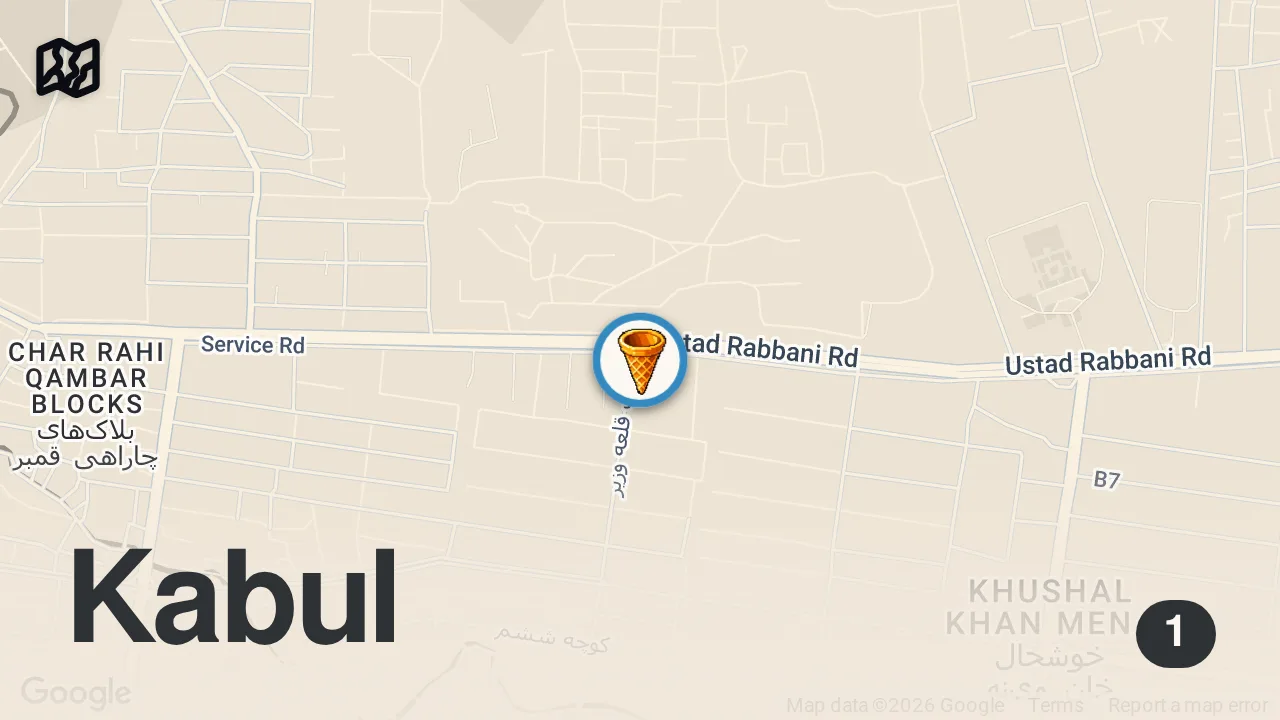 Map of 1 spot from Trying Afghan Ice Cream in Kabul 🇦🇫