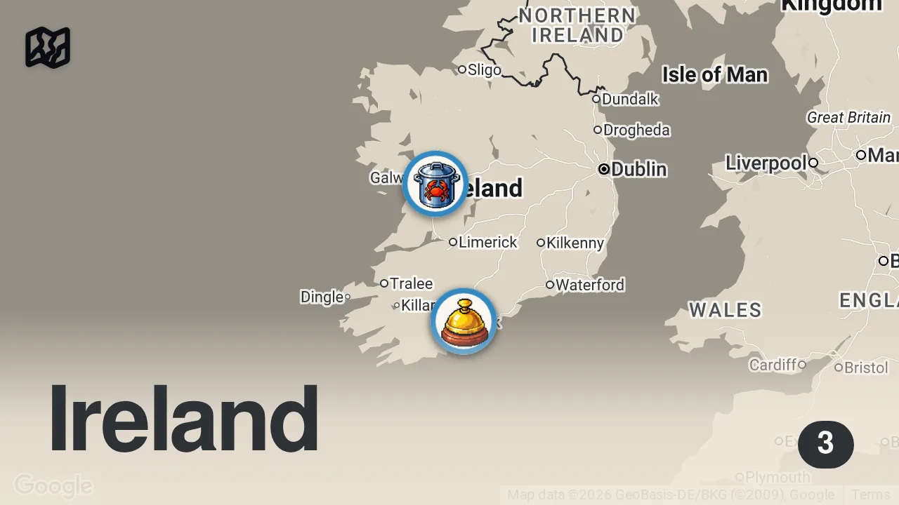 Map of 3 spots from GALWAY IRELAND - BEST OYSTERS IN THE WORLD