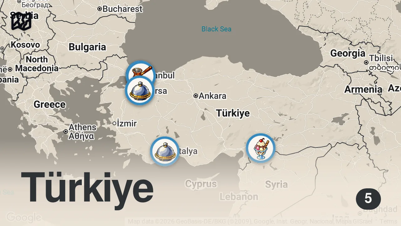 Map of 5 spots from EN SEVDİĞİMİZ TATLICILAR - TOP 5️⃣ - Ayaküstü Lezzetler