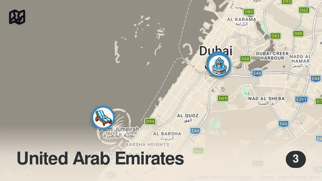 Map of 4k جوله مشي افتراضيه في دبي ,الامارات العربيه المتحده جوله جميله
