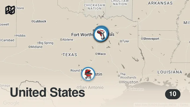 Map of Everything to Eat in Dallas Texas