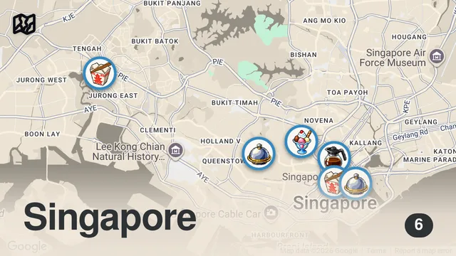 Map of 12HRS in Singapore - 3 Michelin Star Chefs Show Us Local Hidden Gems, Hawker Stalls and Luxury Bites