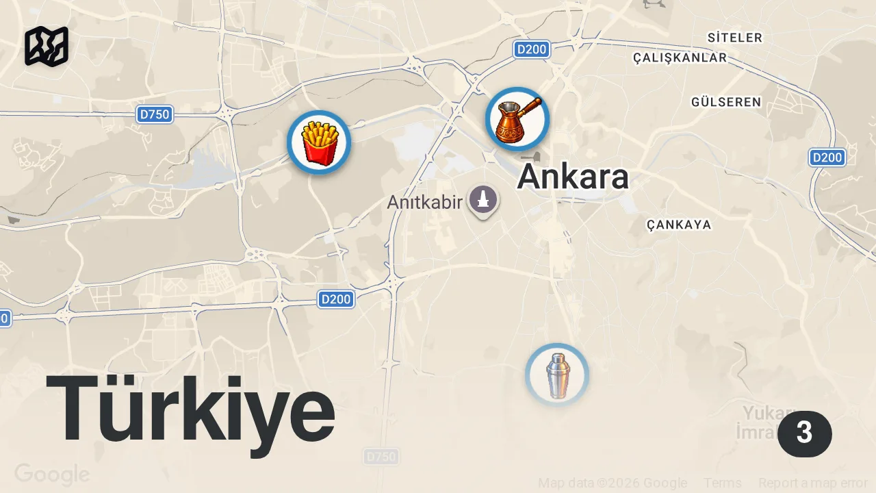 Map of 3 spots from ANKARA’NIN TARİHİ KOKOREÇÇİLERİ!