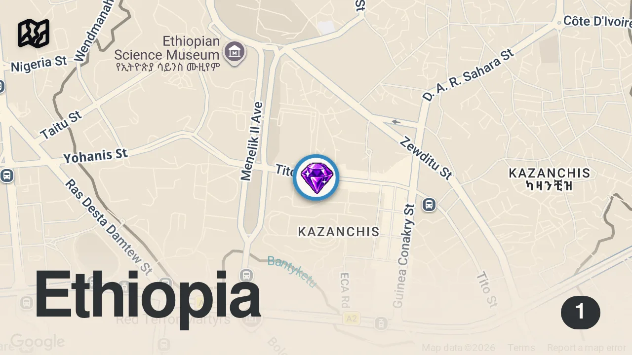 Map of 1 spot from This is How Meat is Eaten in Ethiopia! π± πͺπΉ