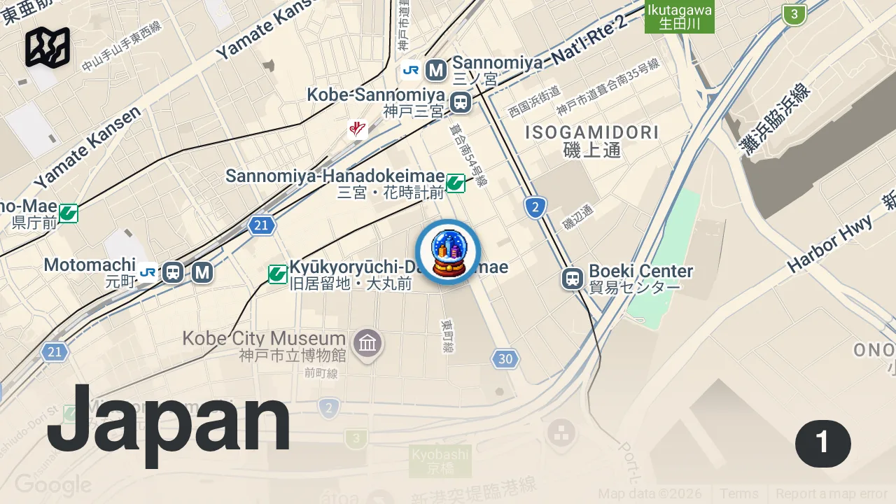 Map of 1 spot from 【100日鍋生活 8日目2軒目 計17軒】忠/神戸/ホルモンしゃぶしゃぶ