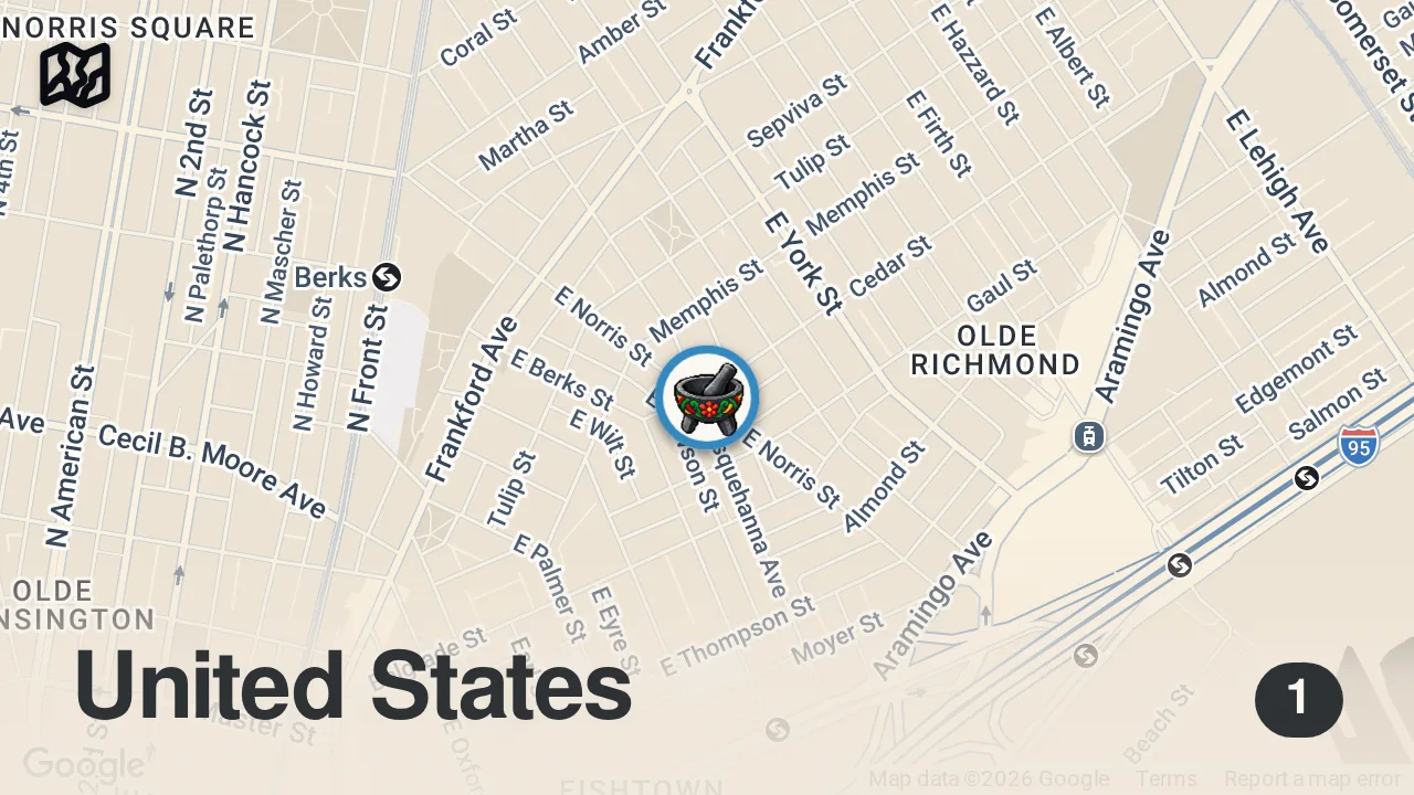 Map of 1 spot from Amazing Pueblan Street Food Pop Up in Philly!