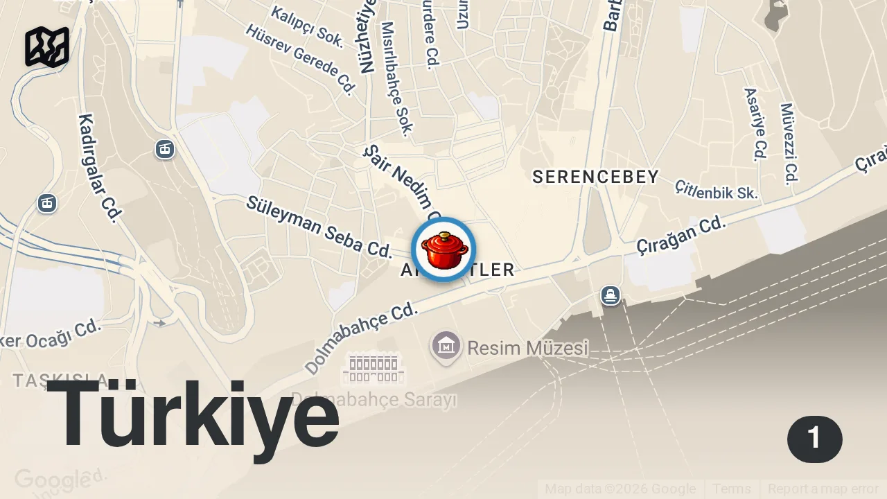 Map of 1 spot from Beşiktaş’ta Roma Usulü Pizza ve Beklenmedik Pastrami | Vedat Milor