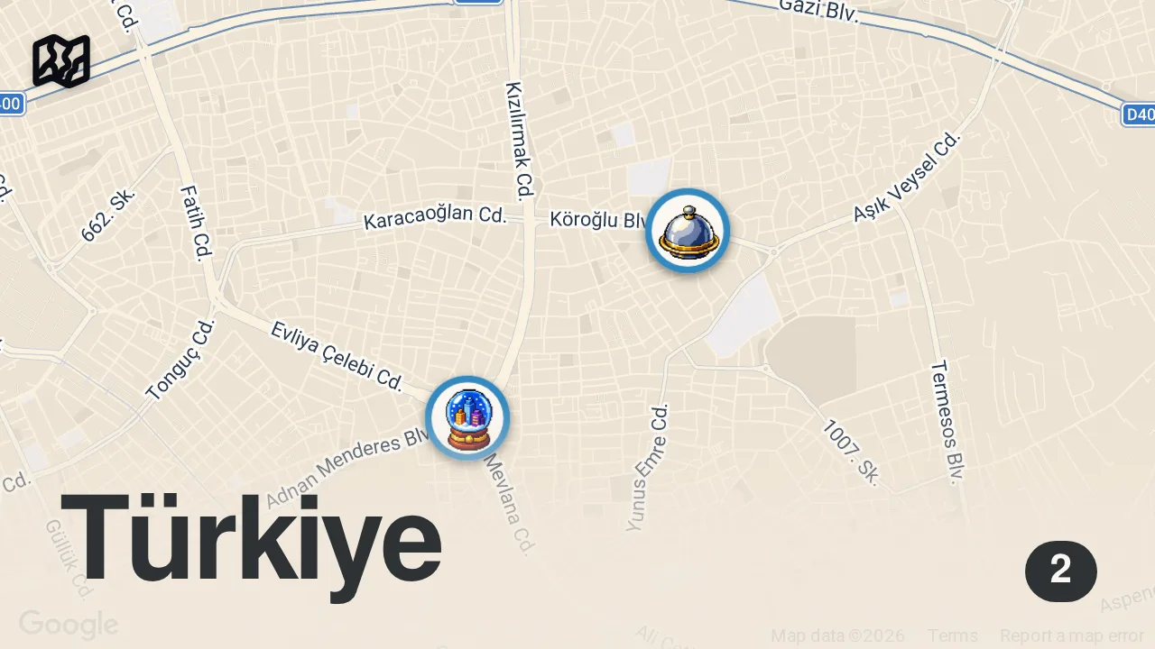 Map of 2 spots from Antalya’da Daha İyisini Yemedim 😊 #shorts #lahmacun #teammeyzi