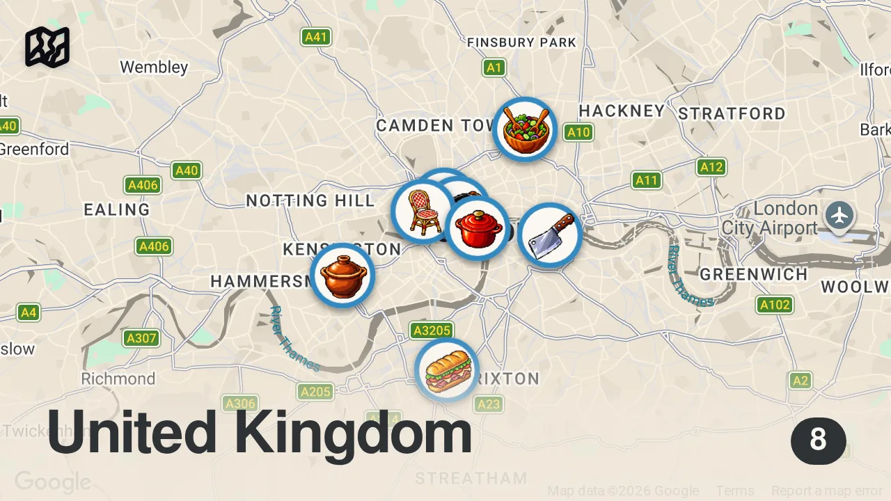 Map of 8 spots from I Asked Strangers Where to Eat
