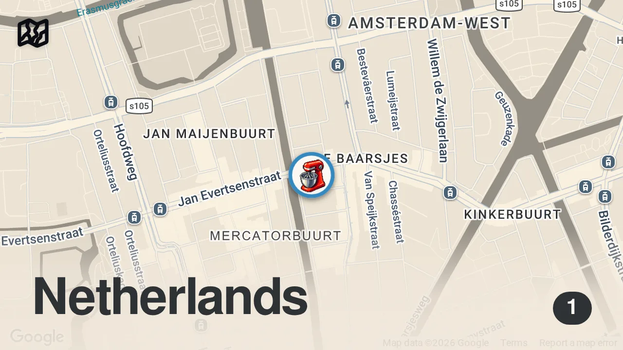 Map of 1 spot from A delicious bakery in Amsterdam: Fort Negen! #quickbites #short #shorts
